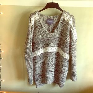 Paper Crane grey cable knit lace design sweater